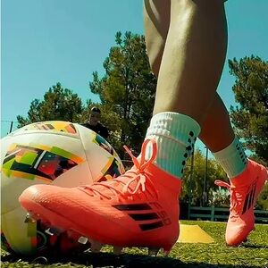 adidas Women's F50 League FG/MG Mid Soccer Cleats red black size 7